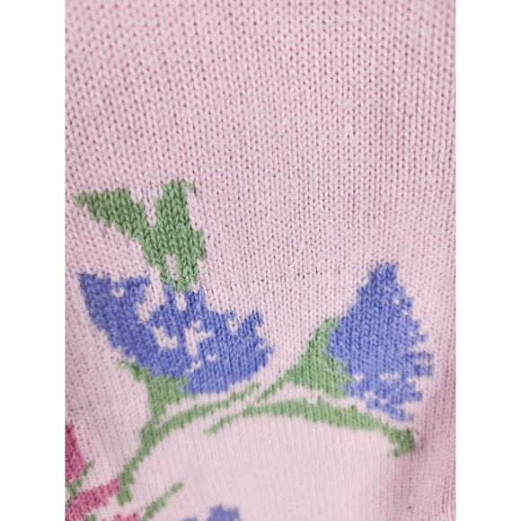 Fred Thomas Women's S pink Scalloped neck sweater floral cottagecore croquette - Picture 3 of 9